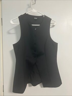 Hudson Jeans Black Sleeveless Button-Up Vest Top